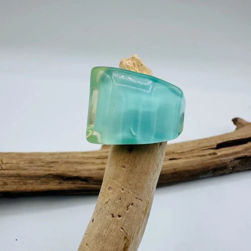 Sea-Blue Resin Statement Ring - Picture 2 of 4
